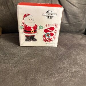 Fitz & Floyd Santa Peppermint Salt‎ and Pepper Shakers